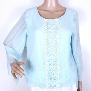by & by Women Top Blouse Sheer Sleeves Size M - NWT